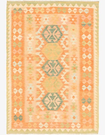 3' 4 x 5' Hand Woven Kilim Waziri Wool Rug