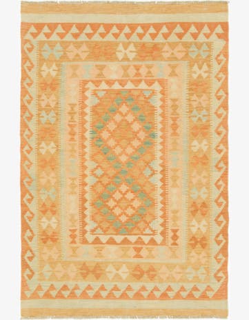 3' 5 x 5' 2 Hand Woven Kilim Waziri Wool Rug