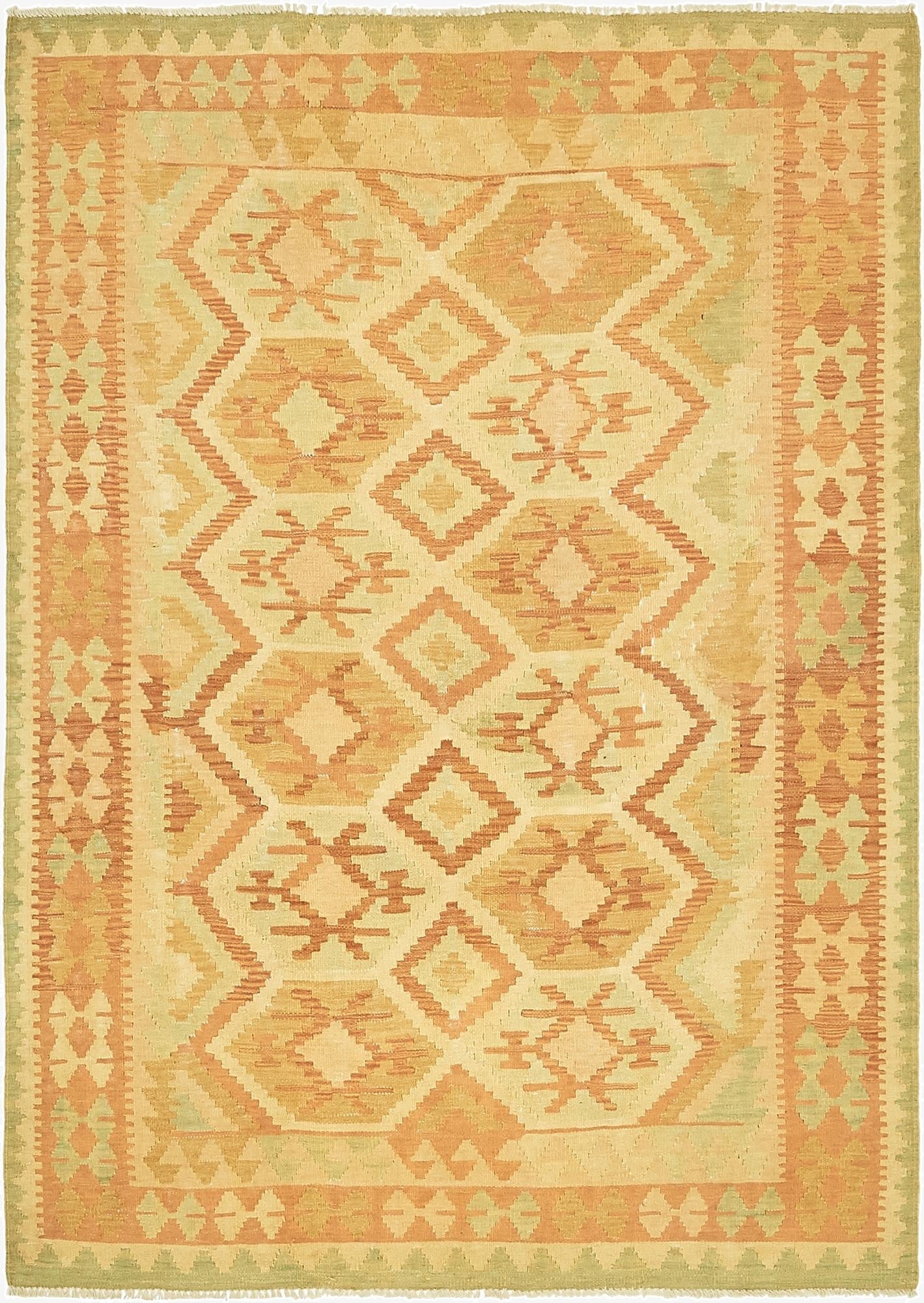 4' 7 x 6' 6  Hand Woven Kilim Waziri Wool Rug
