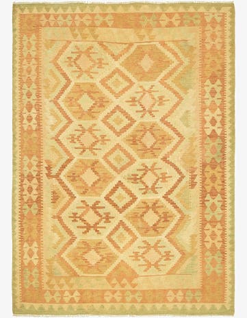 4' 7 x 6' 6 Hand Woven Kilim Waziri Wool Rug