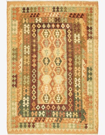 4' 5 x 6' 5 Hand Woven Kilim Waziri Wool Rug