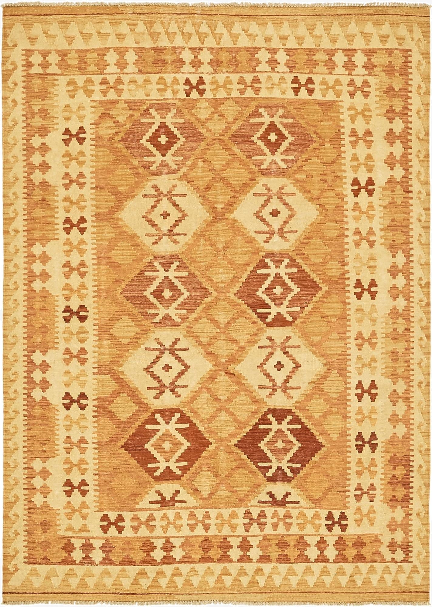 4' 9 x 6' 8  Hand Woven Kilim Waziri Wool Rug