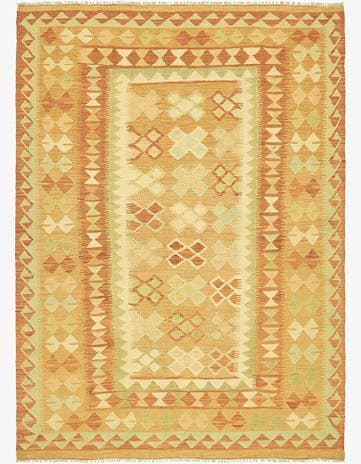 4' 10 x 6' 9 Hand Woven Kilim Waziri Wool Rug