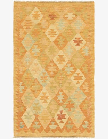2' 5 x 4' Hand Woven Kilim Waziri Wool Rug