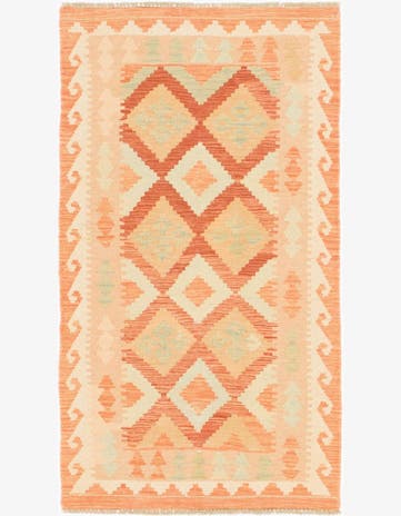 2' 5 x 4' 4 Hand Woven Kilim Waziri Wool Rug