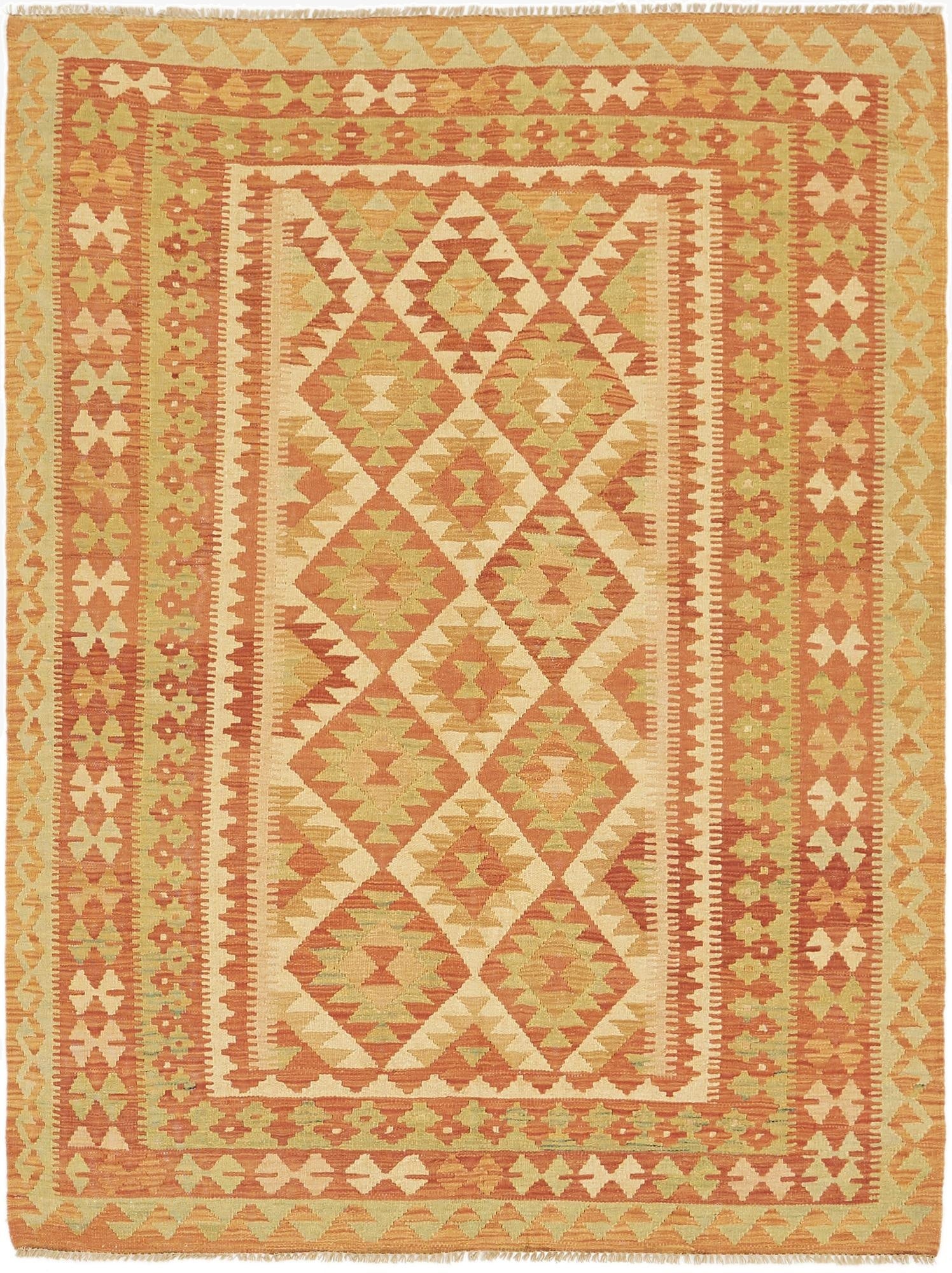 4' 9 x 6' 6  Hand Woven Kilim Waziri Wool Rug