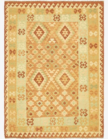 4' 9 x 6' 9 Hand Woven Kilim Waziri Wool Rug