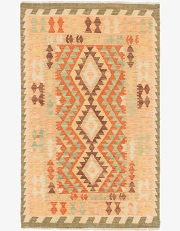 2' 8 x 4' 3 Hand Woven Kilim Waziri Wool Rug