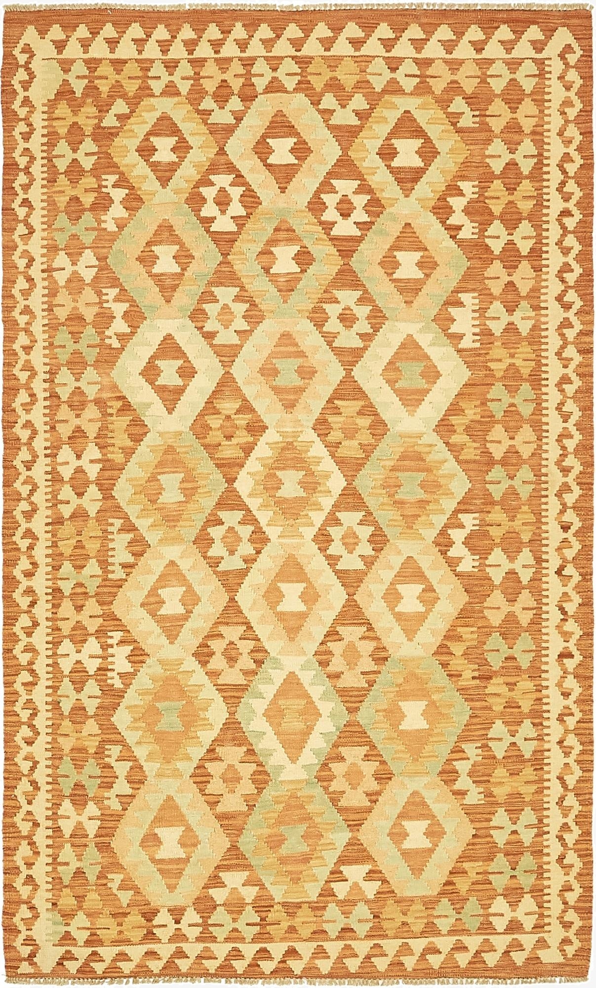 3' 9 x 6' 6  Hand Woven Kilim Waziri Wool Rug