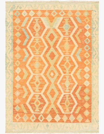 3' 4 x 4' 8 Hand Woven Kilim Waziri Wool Rug