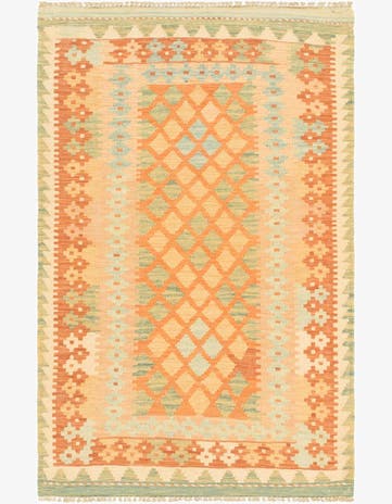 2' 9 x 4' 4 Hand Woven Kilim Waziri Wool Rug