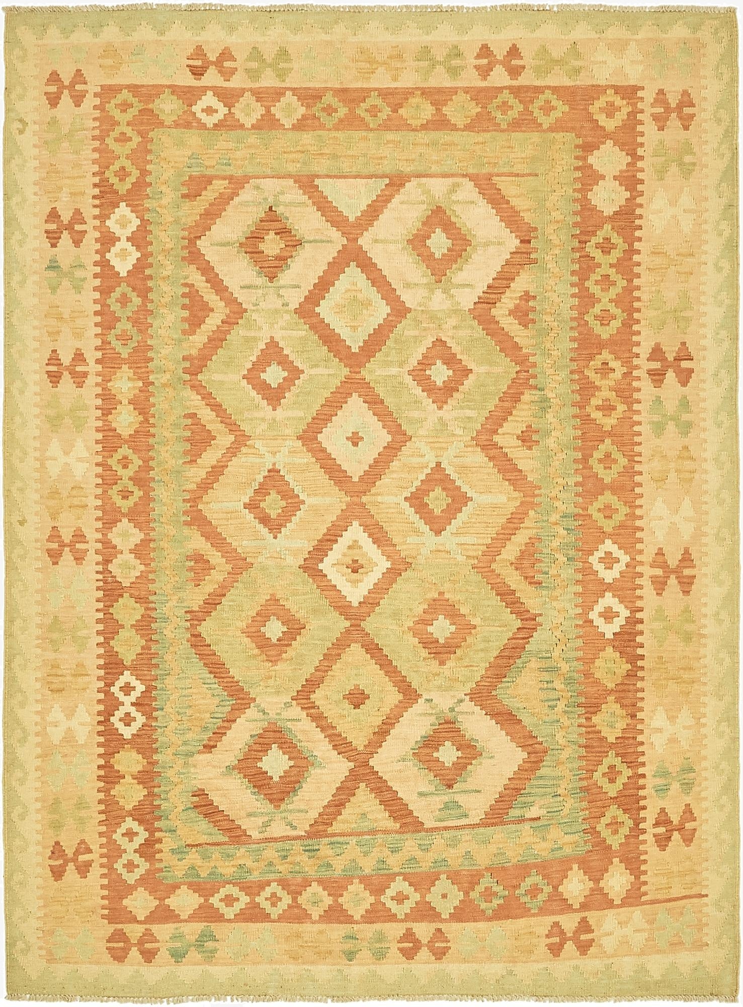 4' 10 x 6' 6  Hand Woven Kilim Waziri Wool Rug