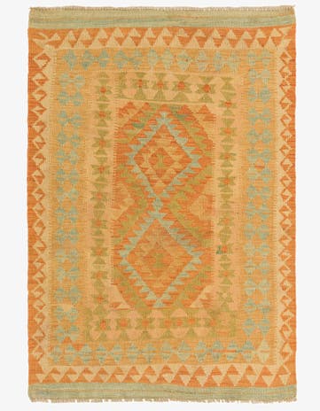 3' 3 x 4' 9 Hand Woven Kilim Waziri Wool Rug