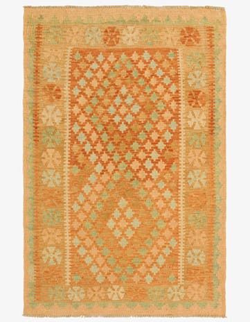 3' 2 x 4' 9 Hand Woven Kilim Waziri Wool Rug
