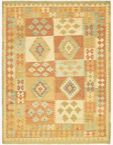 4' 9 x 6' 7 Hand Woven Kilim Waziri Wool Rug