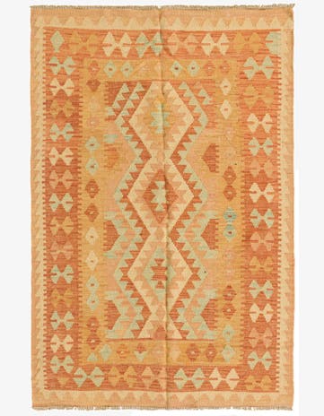 3' 4 x 5' Hand Woven Kilim Waziri Wool Rug
