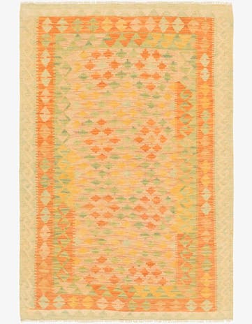3' 5 x 5' Hand Woven Kilim Waziri Wool Rug