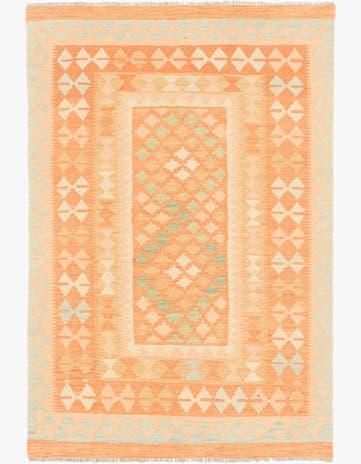 3' 4 x 5' Hand Woven Kilim Waziri Wool Rug