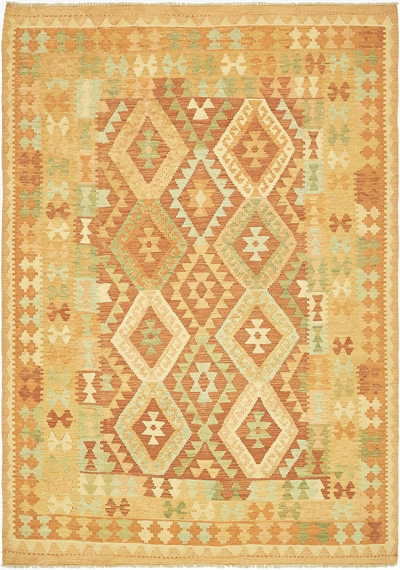 4' 9 x 6' 7  Hand Woven Kilim Waziri Wool Rug