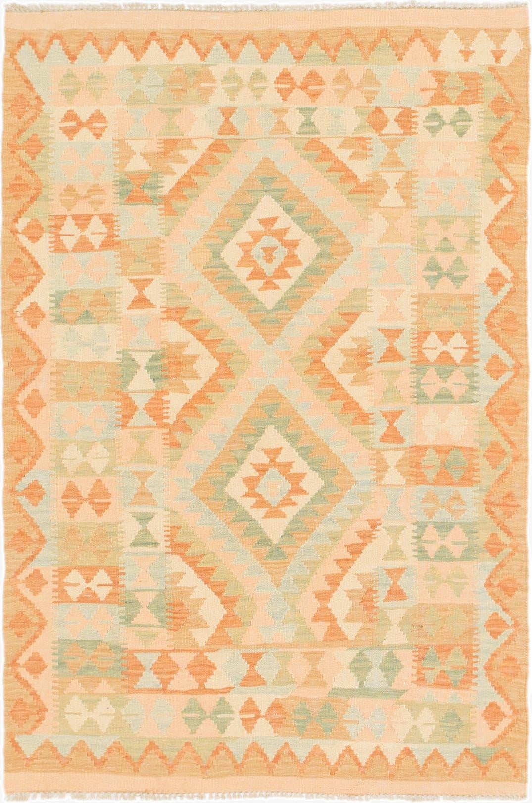 3' 3 x 4' 10  Hand Woven Kilim Waziri Wool Rug