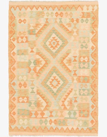 3' 3 x 4' 10 Hand Woven Kilim Waziri Wool Rug