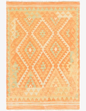 3' 3 x 4' 10 Hand Woven Kilim Waziri Wool Rug