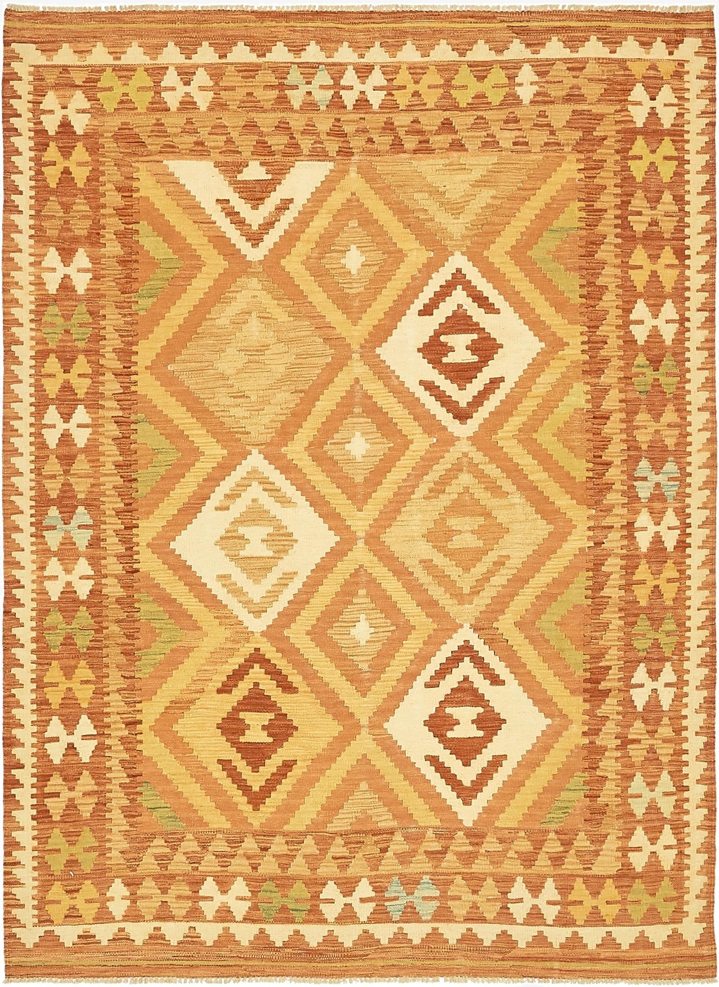 4' 7 x 6' 7  Hand Woven Kilim Waziri Wool Rug