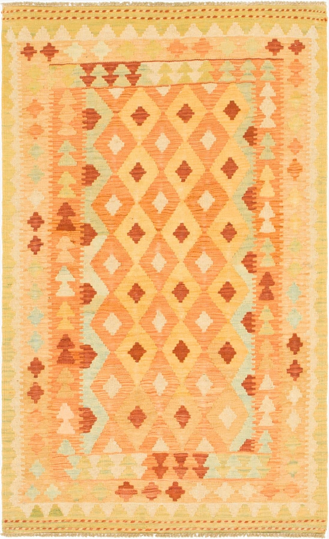 3' 2 x 5' 2  Hand Woven Kilim Waziri Wool Rug