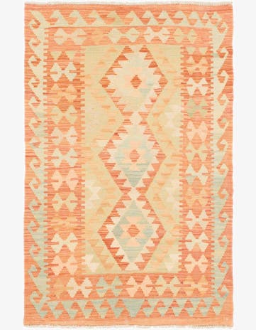 2' 9 x 4' 2 Hand Woven Kilim Waziri Wool Rug