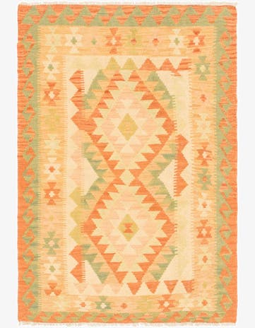 2' 7 x 4' Hand Woven Kilim Waziri Wool Rug