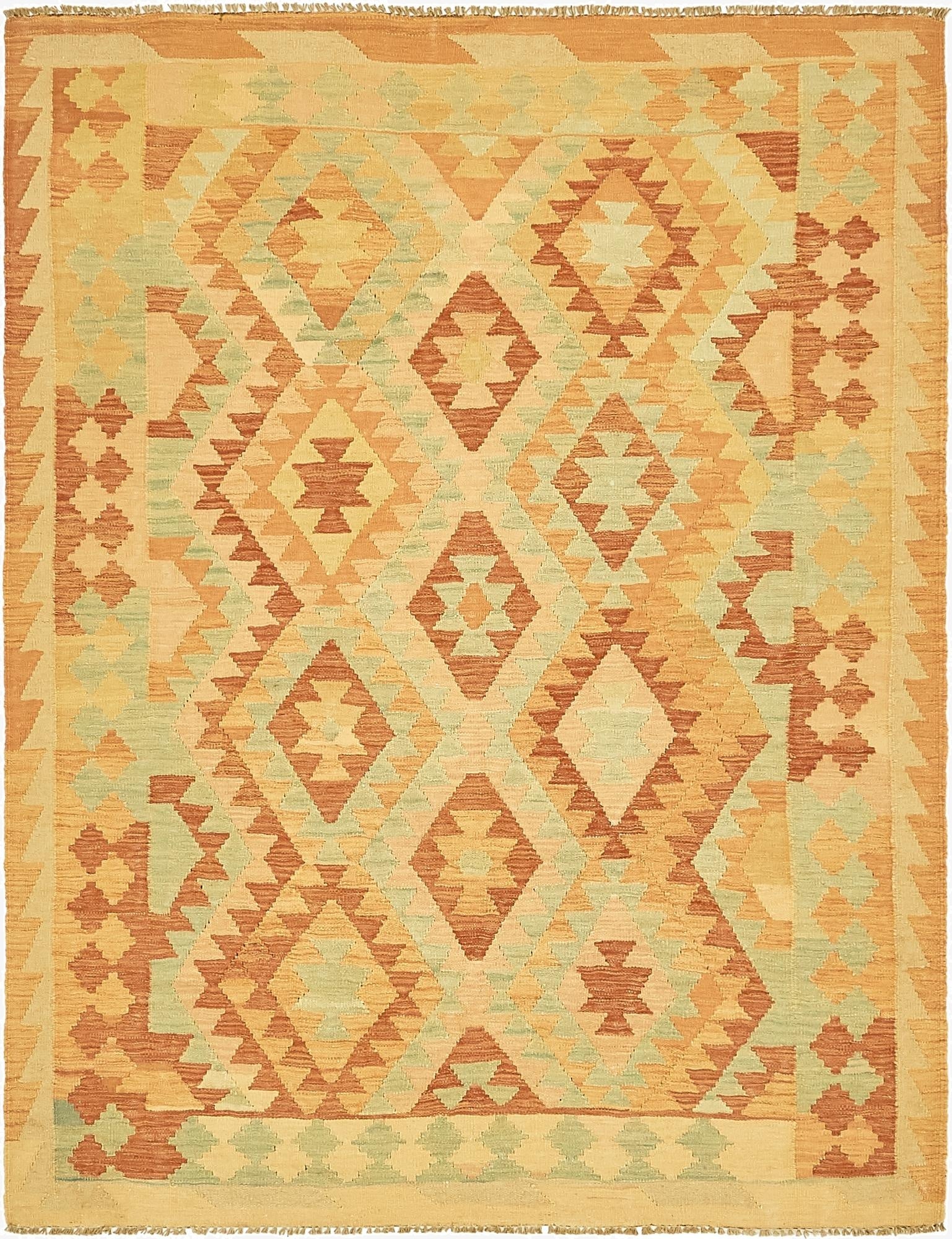 5' x 6' 6  Hand Woven Kilim Waziri Wool Rug