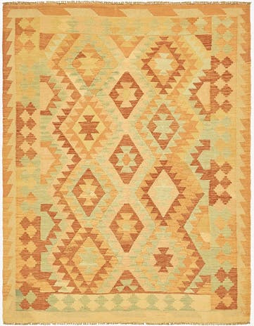5' x 6' 6 Hand Woven Kilim Waziri Wool Rug