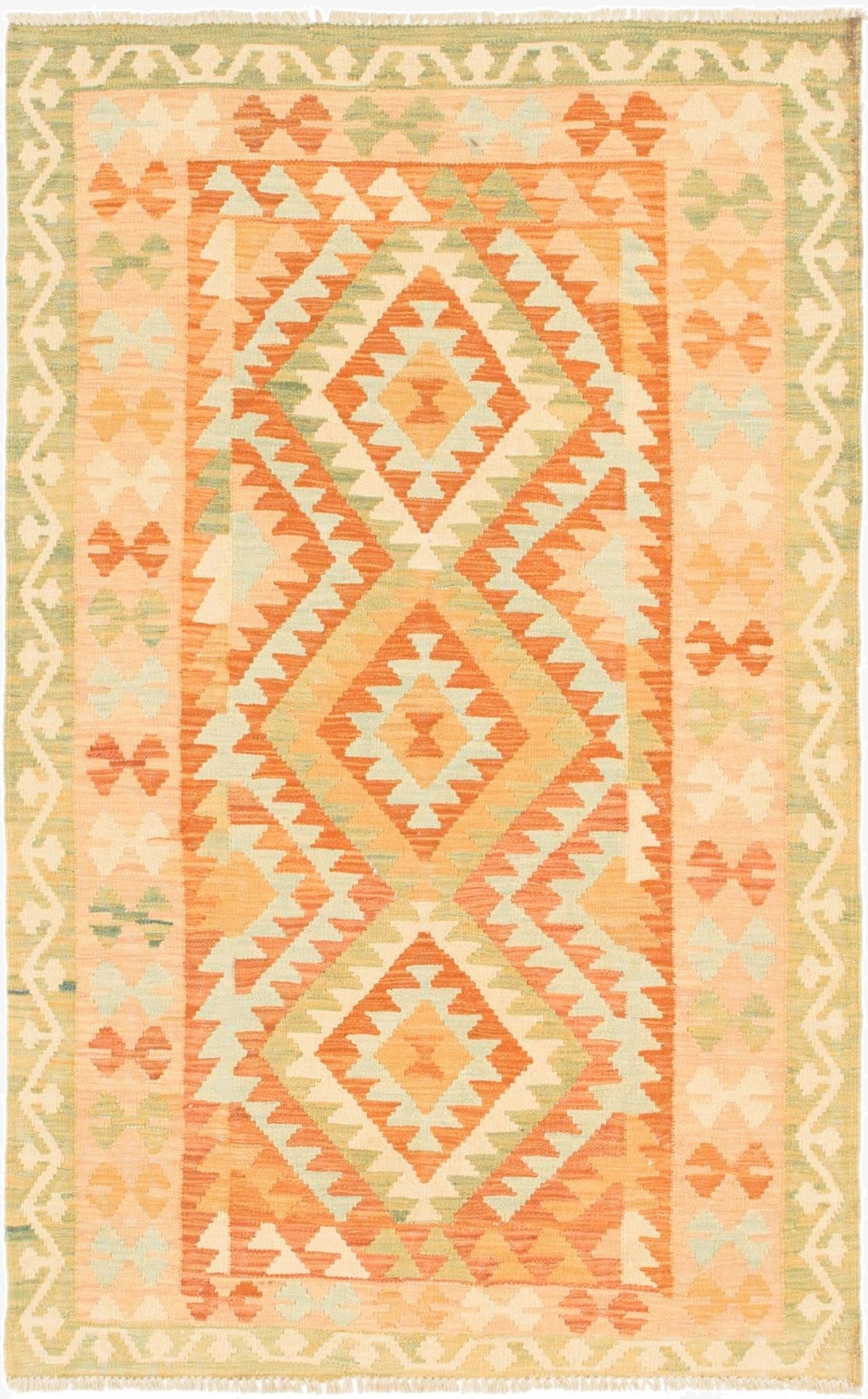 3' 2 x 5'  Hand Woven Kilim Waziri Wool Rug