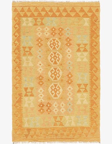 2' 9 x 4' 4 Hand Woven Kilim Waziri Wool Rug