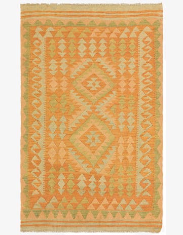 3' x 4' 9 Hand Woven Kilim Waziri Wool Rug
