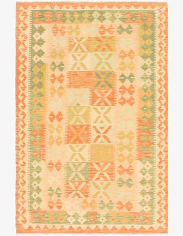 3' x 4' 9 Hand Woven Kilim Waziri Wool Rug