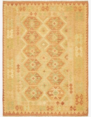 4' 9 x 6' 5 Hand Woven Kilim Waziri Wool Rug