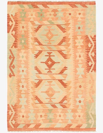 3' 4 x 5' Hand Woven Kilim Waziri Wool Rug