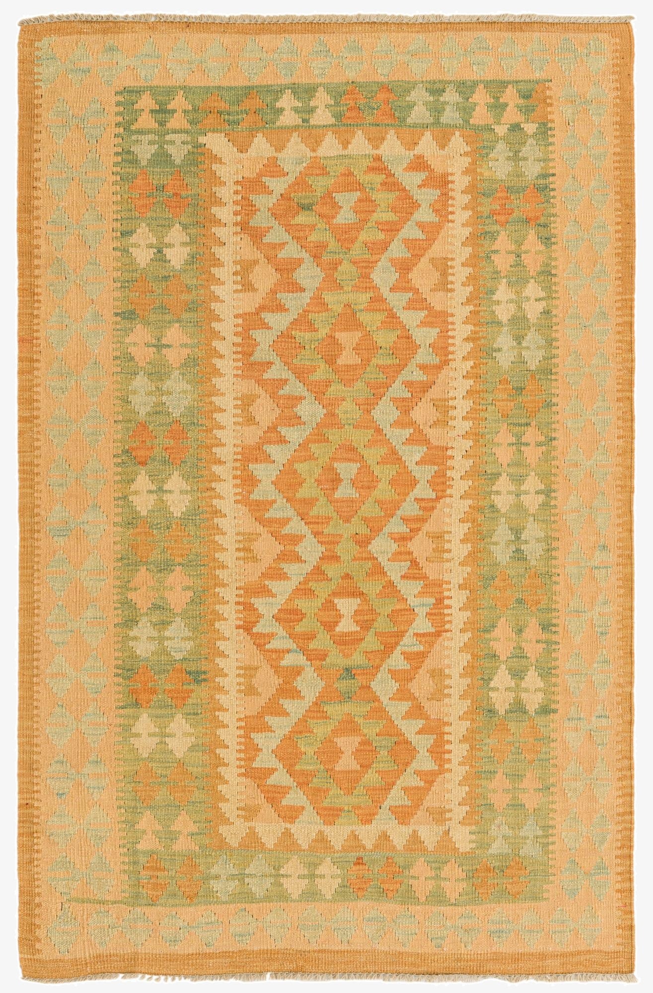 3' 2 x 5'  Hand Woven Kilim Waziri Wool Rug