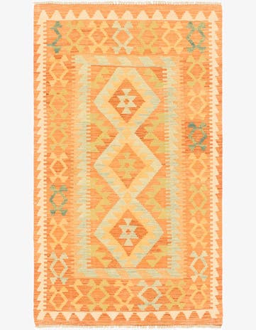 2' 10 x 4' 10 Hand Woven Kilim Waziri Wool Rug
