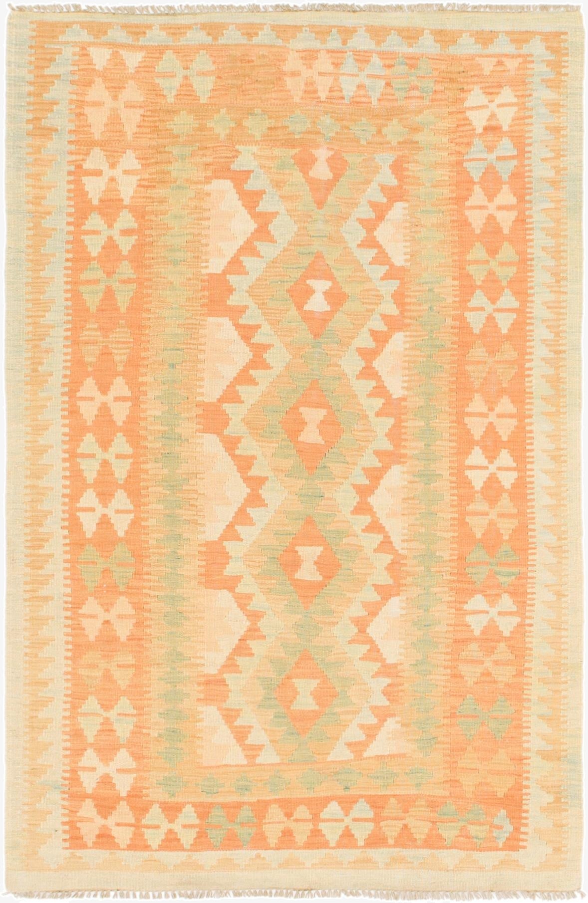 3' 4 x 5' 3  Hand Woven Kilim Waziri Wool Rug