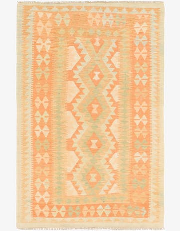 3' 4 x 5' 3 Hand Woven Kilim Waziri Wool Rug