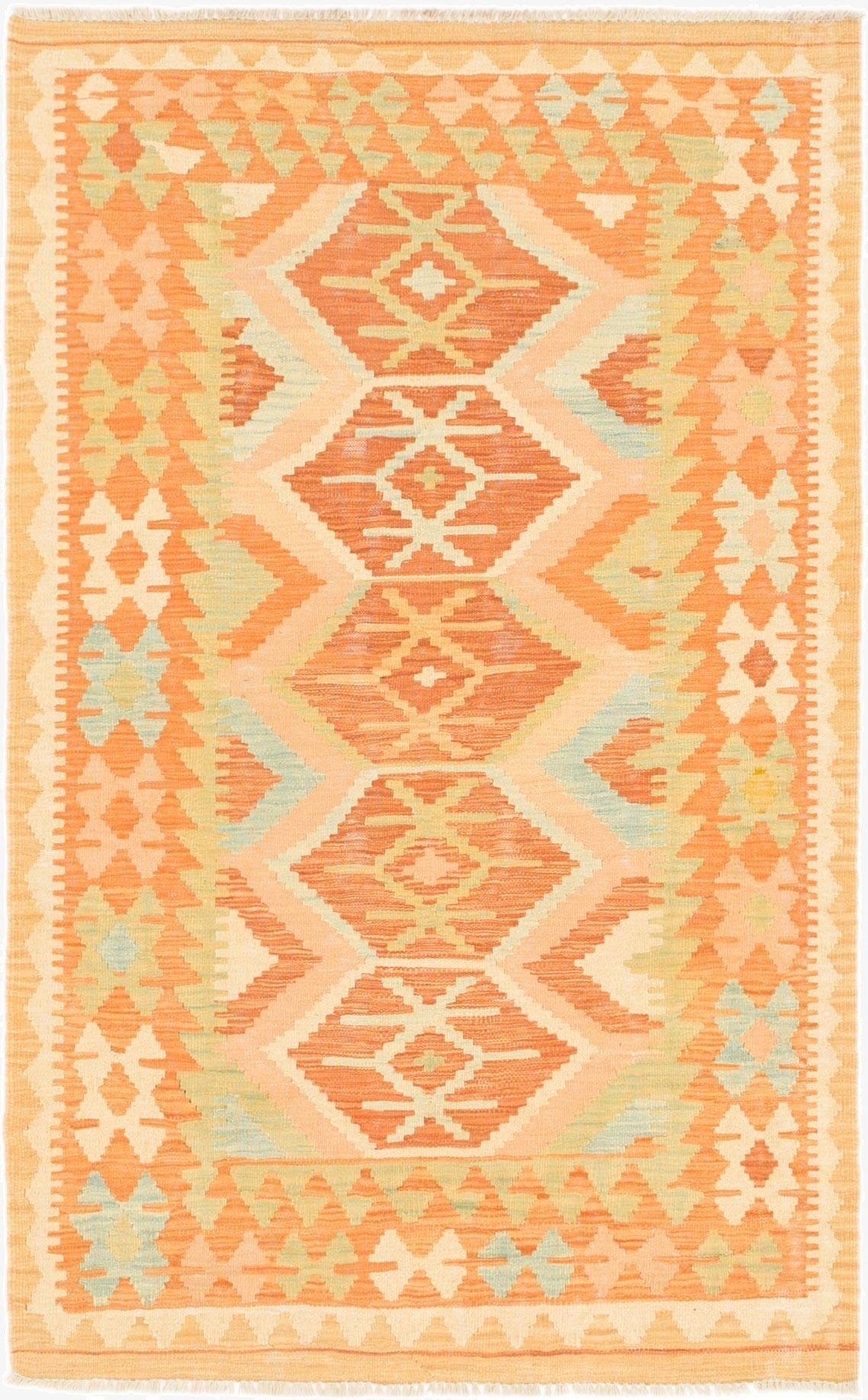 3' 2 x 5' 3  Hand Woven Kilim Waziri Wool Rug