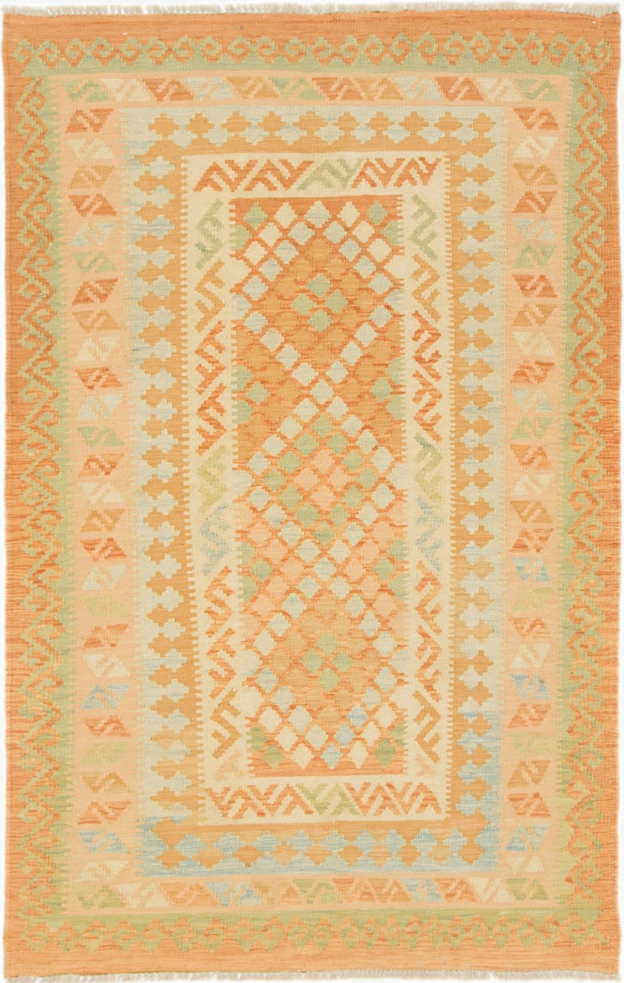 3' 3 x 5' 2  Hand Woven Kilim Waziri Wool Rug