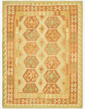 4' 10 x 6' 7 Hand Woven Kilim Waziri Wool Rug