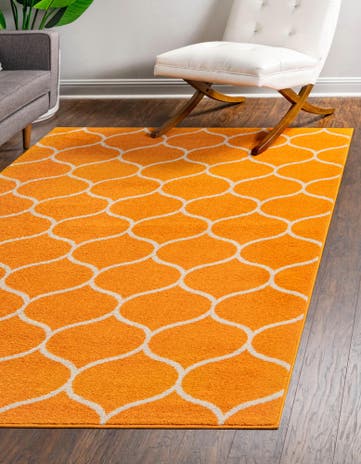 Orange Lattice Frieze Rug