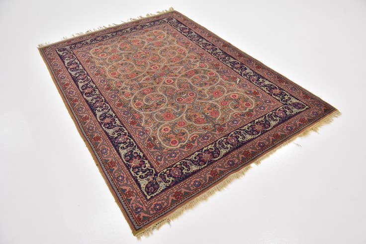 Detail image of 4' 9 x 6' 7 Hand Knotted Mashad Persian Wool Rug
