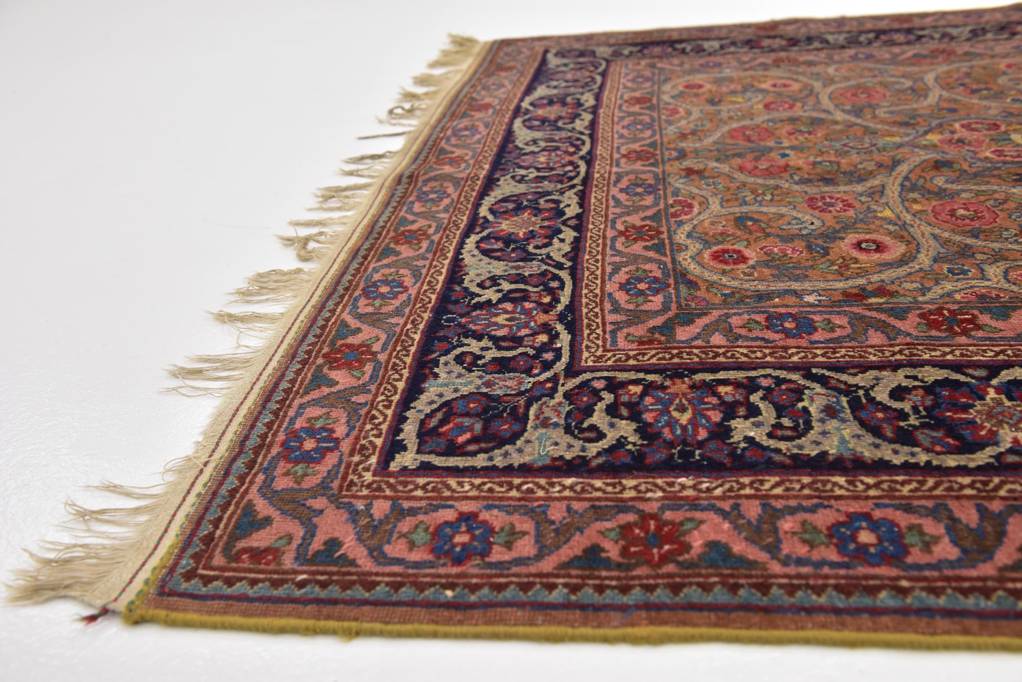 4' 9 x 6' 7 Hand Knotted Mashad Persian Wool Rug