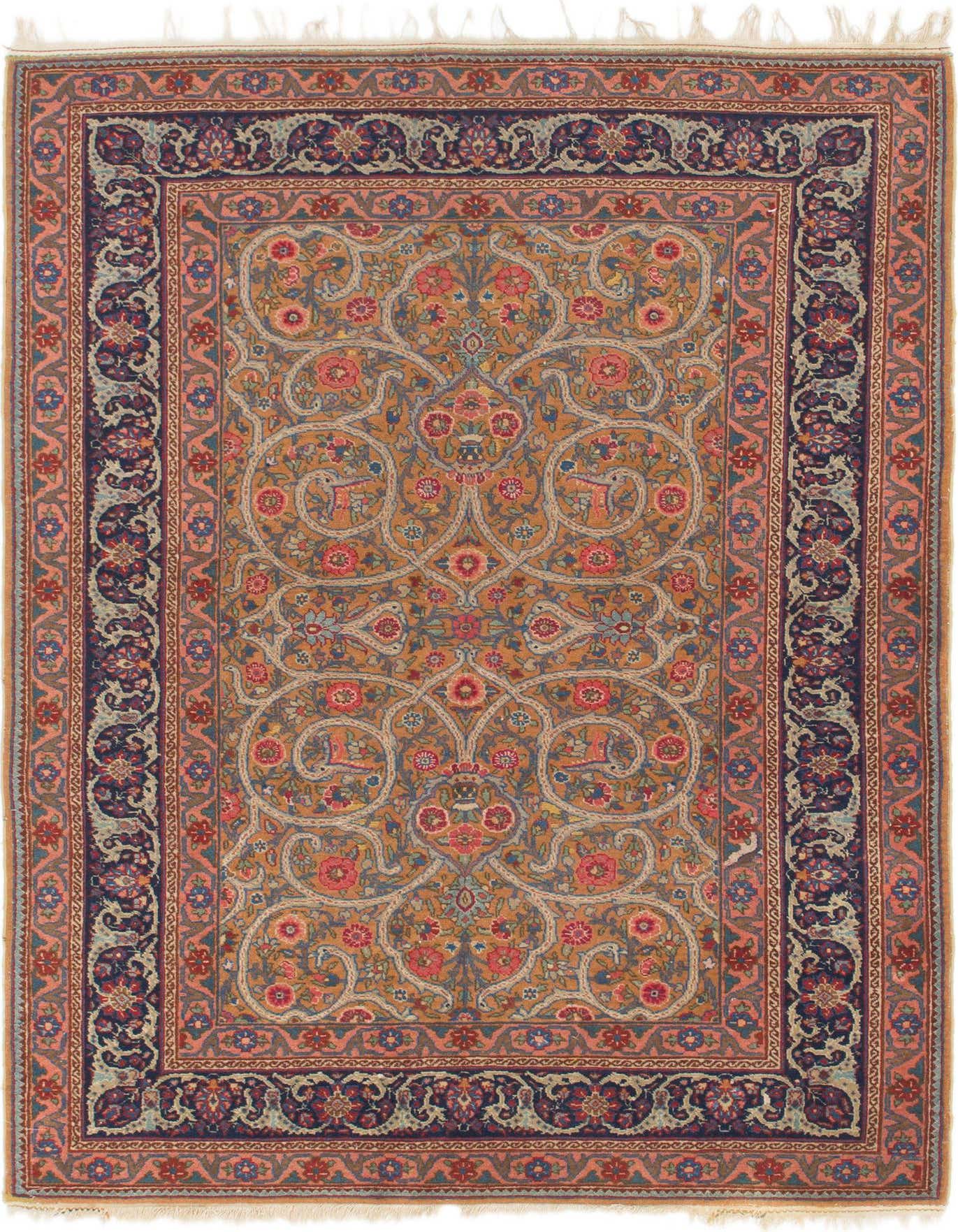 4' 9 x 6' 7 Hand Knotted Mashad Persian Wool Rug