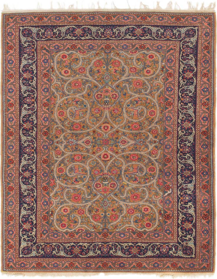 Detail image of 4' 9 x 6' 7 Hand Knotted Mashad Persian Wool Rug
